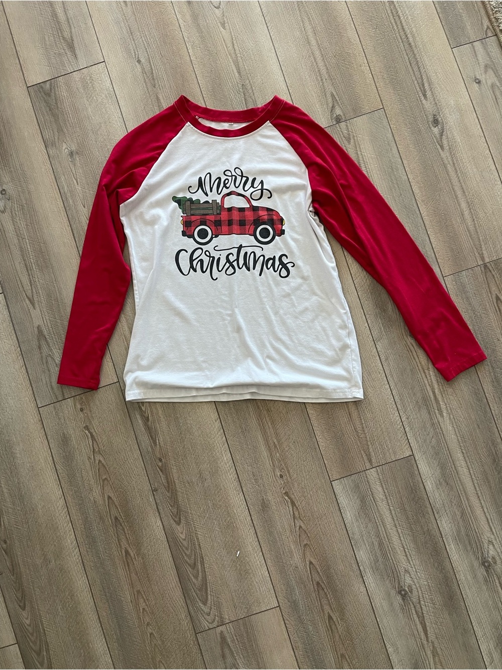 Merry Christmas Raglan Tee - Red/White